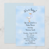 baby shower Het is een Jongen Baby Stork Kaart (Voorkant / Achterkant)
