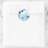  Baby Shower Het Is Een Jongen Blauwe Vogels Ronde Sticker (Tas)