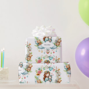  Baby Shower Het is een Jongen Inpakpapier