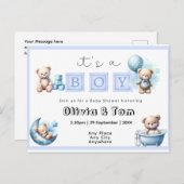 Baby shower - Het is een jongen! Knuffel Beren. be Briefkaart (Voorkant / Achterkant)