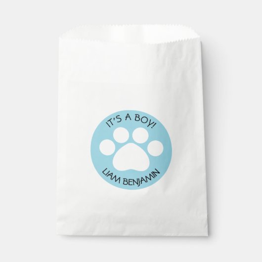 Baby shower - Het is een jongen - Pauw Print Theme Bedankzakje (Voorkant)