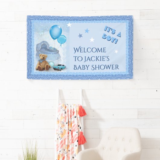 Baby-Shower Het is een jongen! Spandoek (Insitu)