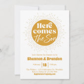 Baby shower, het is een jongen, zon, Retro Kaart (Voorkant)