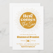 Baby shower, het is een jongen, zon, Retro Kaart (Voorkant / Achterkant)