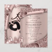 Baby shower Het is een Lijst Roos Glitter Feet Kaart (Voorkant / Achterkant)