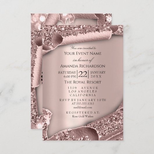 Baby shower Het is een Lijst Roos Glitter Feet Kaart (Voorkant / Achterkant)