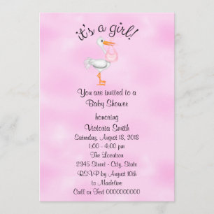 Baby shower Het is een meisje Baby Girl Stork Kaart