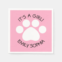 Baby shower - Het is een meisje - Paw Print Theme Servet