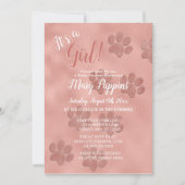Baby shower Het is een Meisje Roos Gold Paw Prints Kaart (Voorkant)