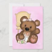 baby shower Het is een meisje Teddy Bear Kaart (Achterkant)