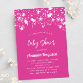 Baby shower hete roze witte sterren meisje uitnodiging briefkaart