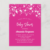 Baby shower hete roze witte sterren meisje uitnodiging briefkaart (Voorkant)