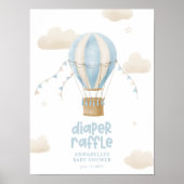Baby shower heteluchtballon luier loterij decor poster (Voorkant)