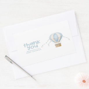 Baby shower heteluchtballonavontuur dank u rechthoekige sticker