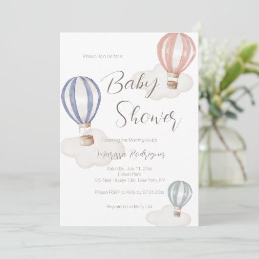 Baby shower heteluchtballonnen Genderneutraal Kaart (Staand voorkant)