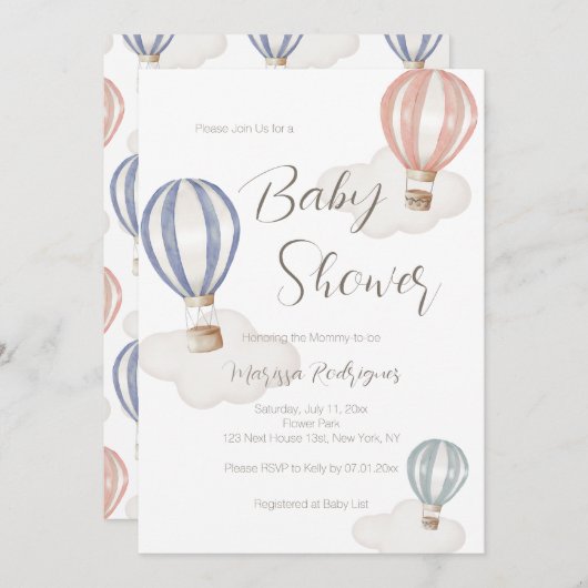 Baby shower heteluchtballonnen Genderneutraal Kaart (Voorkant / Achterkant)