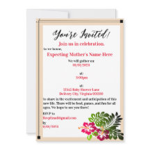 Baby shower Hibiscus Bloemen Uitnodiging