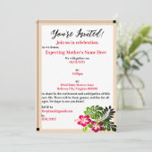Baby shower Hibiscus Bloemen Uitnodiging (Staand voorkant)