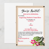 Baby shower Hibiscus Bloemen Uitnodiging (Voorkant / Achterkant)