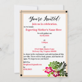 Baby shower Hibiscus Bloemen Uitnodiging