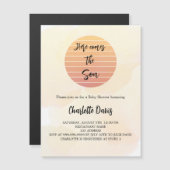 Baby shower hier komt de Son Sunshine Luxury Magnetische Uitnodiging (Voorkant / Achterkant)