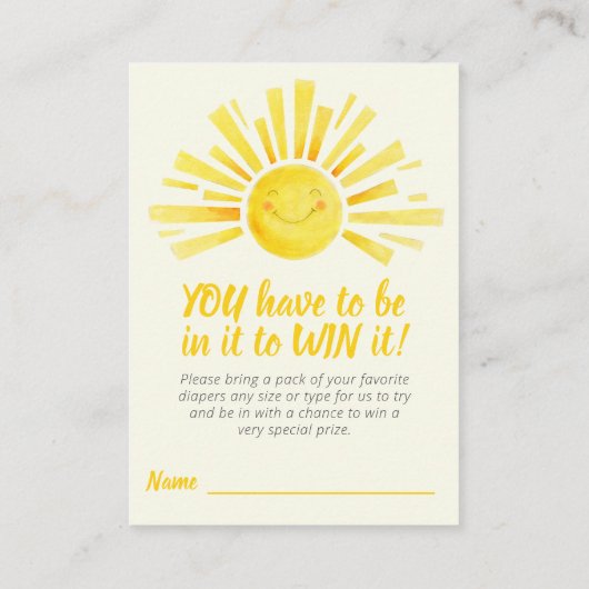 Baby shower hier komt de zoon luier loterij informatiekaartje (Achterkant)