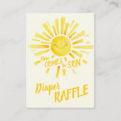 Baby shower hier komt de zoon luier loterij informatiekaartje (Voorkant)