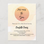 Baby shower hier komt de zoon Sunshine Golden Uitnodiging Briefkaart (Voorkant)