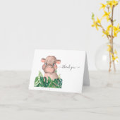 Baby shower Hippo Oerwoud Waterverf Kaart (Gele Bloem)