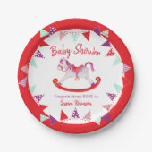 Baby shower hobby paard Watecolor Custom Papieren Bordje (Voorkant)