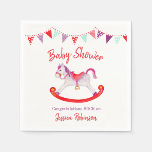 Baby shower hobby paard waterverf op maat servet