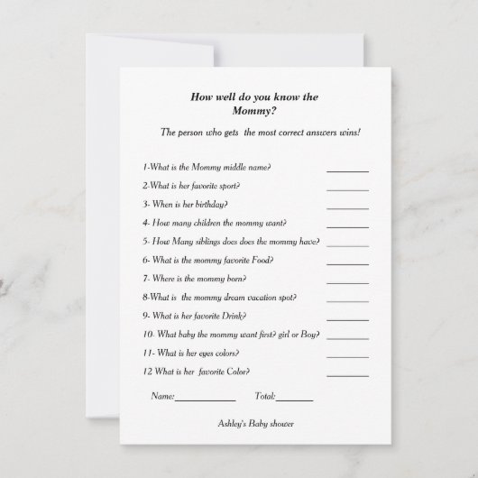 Baby shower Hoe goed ken je de mama om te zijn Kaart (Voorkant)