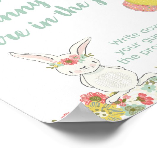 Baby shower Hoeveel Bunny Tails zijn er in de pot? Poster (Hoek)