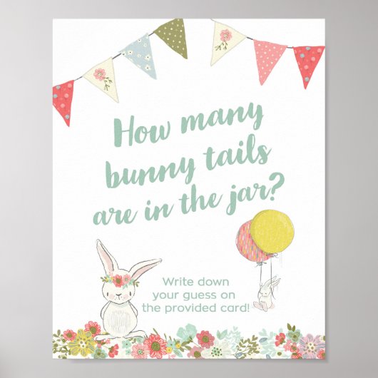 Baby shower Hoeveel Bunny Tails zijn er in de pot? Poster (Voorkant)
