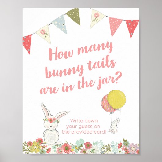 Baby shower Hoeveel Bunny Tails zijn er in de pot Poster (Voorkant)