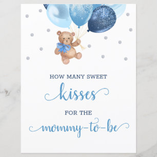 Baby shower hoeveel Kisses Game Sign