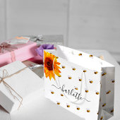 Baby shower hommels, bijtende zonnebloemnaam groot cadeauzakje