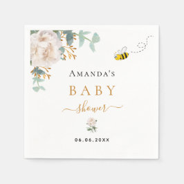 Baby shower hommels florale eucalyptusgrienere servet