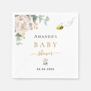 Baby shower hommels florale eucalyptusgrienere servet