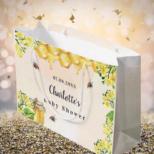 Baby shower hommels honinggele floraals groot cadeauzakje