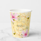 Baby shower hommels roze floralen achtertuin papieren bekers (Achterkant)