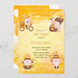 Baby shower Honeycomb Bees Gnomes Kaart