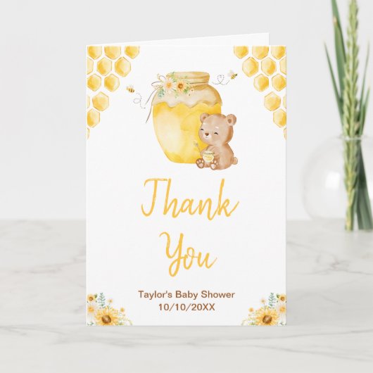 Baby shower honingBeer Bedankkaart (Voorkant)