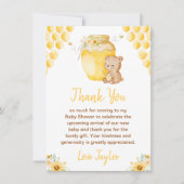 Baby shower honingBeer Bedankkaart (Voorkant)