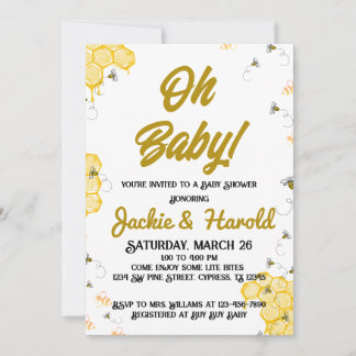 Baby shower honingbijen 5x7 Uitnodiging