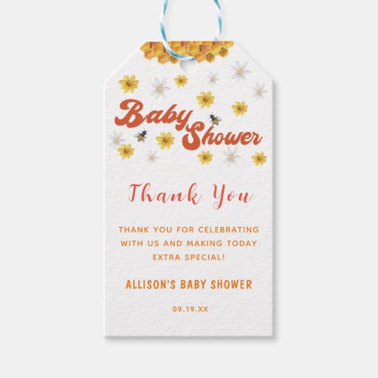 Baby shower honingbijen cadeaulabel (Voorkant)