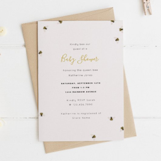 Baby shower honingbijen kaart