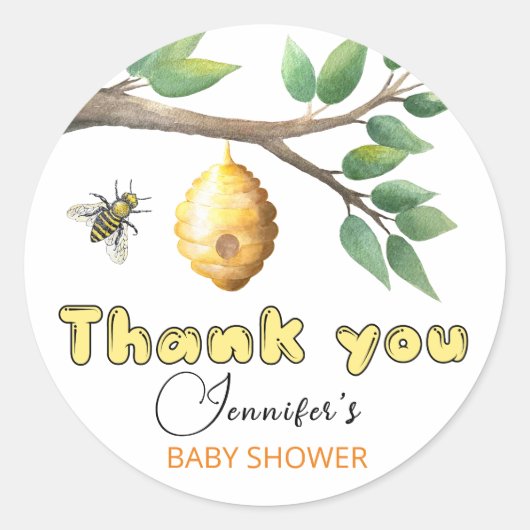 Baby shower honingbijen Klassieke ronde Sticker (Voorkant)