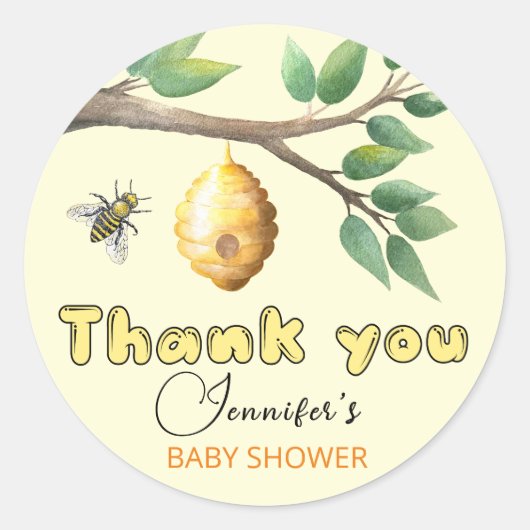 Baby shower honingbijen Klassieke ronde Sticker (Voorkant)
