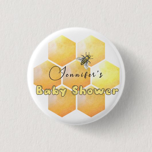 Baby shower honingbijen ronde button 3,2 cm (Voorkant)